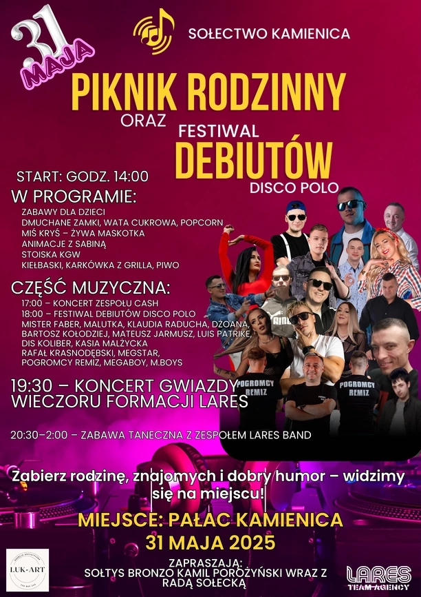 Festiwal Debiutów Disco Polo w Kamienicy już 31 maja! Gwiazdą wieczoru będzie LARES!

