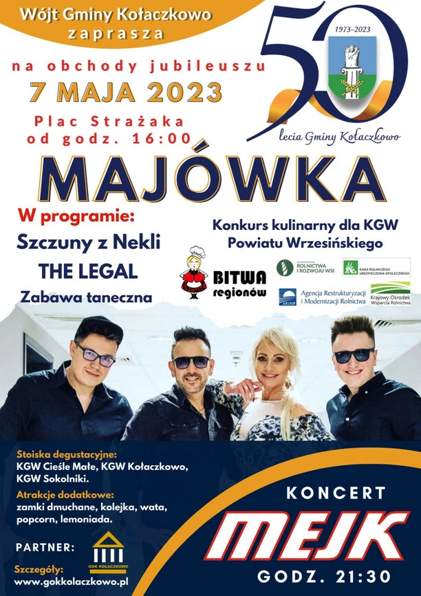 Majówka w Kołaczkowie z zespołem disco polo - Mejk - 50. urodziny gminy i wiele atrakcji