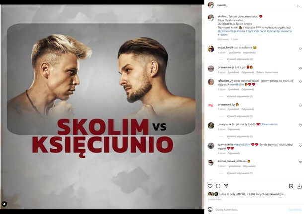 Skolim kończy z walkami w Prime MMA?! Artysta wszedł w układ z ważną osobą „Tak jak obiecałem (...) Moja Ostatnia walka„