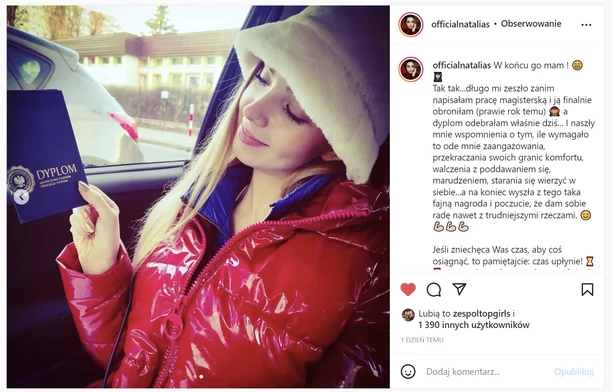 Znana wokalistka disco polo zamknęła pewien rozdział życia! Natalia Siemieniecka z Top Girls chwali się wyjątkowym osiągnięciem!