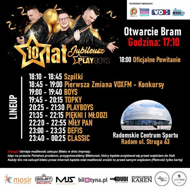 10-lecie zespołu Playboys: Wielkie święto muzyki disco polo w Radomiu! Znamy godziny występów!
