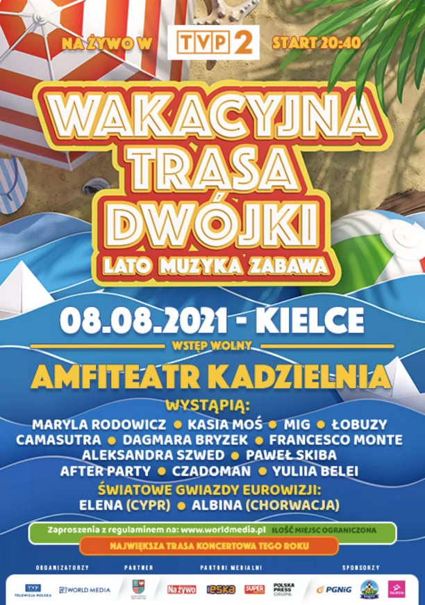 Wakacyjna Trasa Dwójki już dzisiaj zaprasza do Kielc! Gwiazdy disco polo też tam będą! Transmisja Live - lista wykonwaców!
