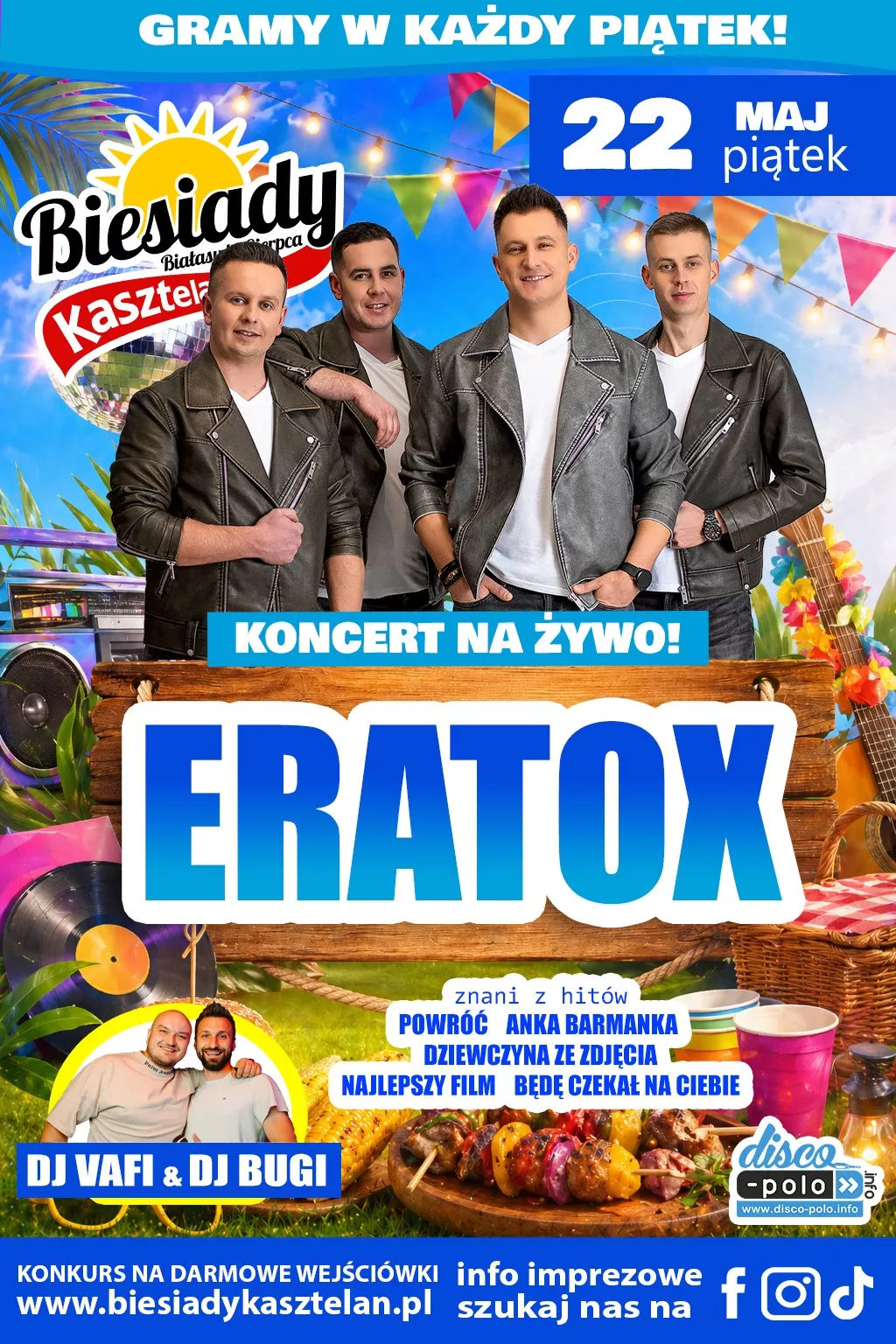 Eratox zagra na żywo na Biesiadach Kasztelan w Białasach 22 maja 2026