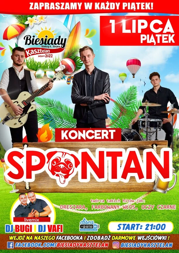 Disco polo w Biesiadach Kasztelan! Już 1 lipca zagra popularny zespół Spontan! To będzie nieziemska impreza!