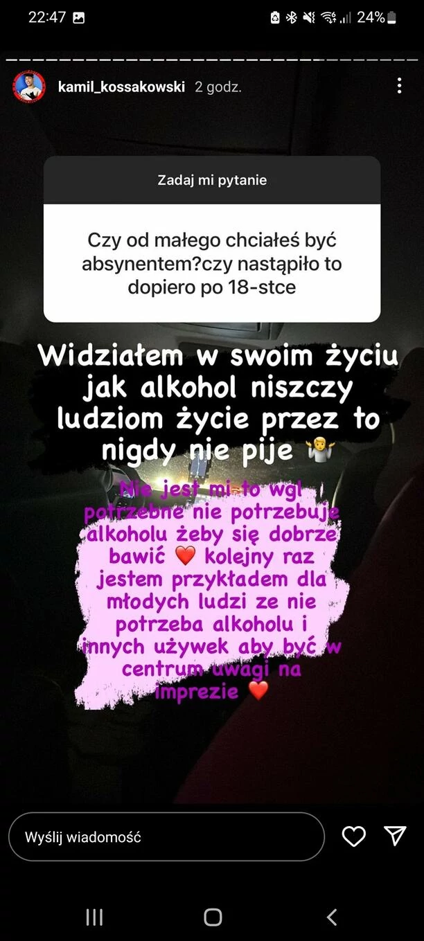 Wstrząsające wyznanie Kamila Kossakowskiego „Widziałem w swoim życiu jak alkohol niszczy ludziom życie„! Gwiazdor disco polo chce być wzorem dla fanów! 
