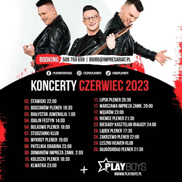 Tu zagra zespół Playboys w czerwcu! Ilość koncertów robi wrażenie! Konkurencja może zazdrościć!