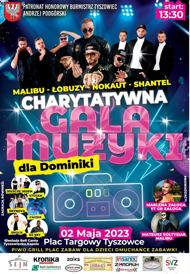 Disco dla Dominiki: Gwiazdy disco polo - Malibu, Łobuzy, Nokaut i Shantel w miejscowości Tyszowce!