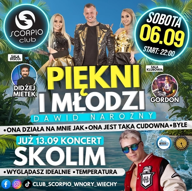 Piękni i Młodzi Dawid Narożny wystąpią 6 września w Scorpio Club