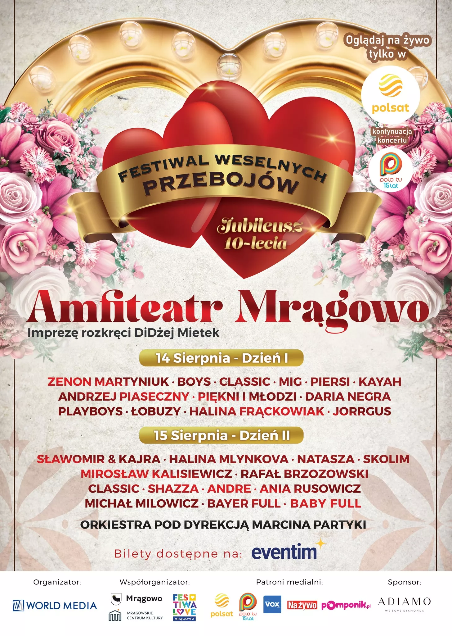 Festiwal Weselnych Przebojów 2026: te gwiazdy zagrają w Mrągowie! Pełna lista wykonawców!