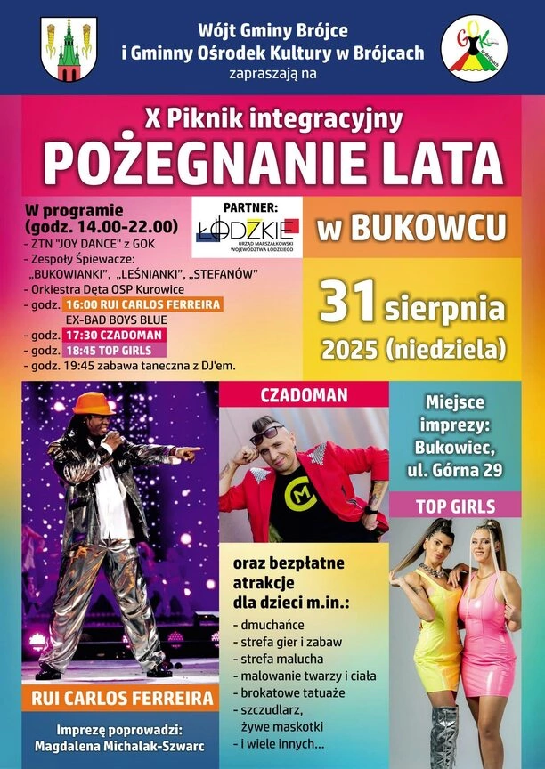 X Piknik integracyjny Pożegnanie Lata w Bukowcu 2025 z koncertami Czadomana, Top Girls i Rui Carlosa Ferreiry