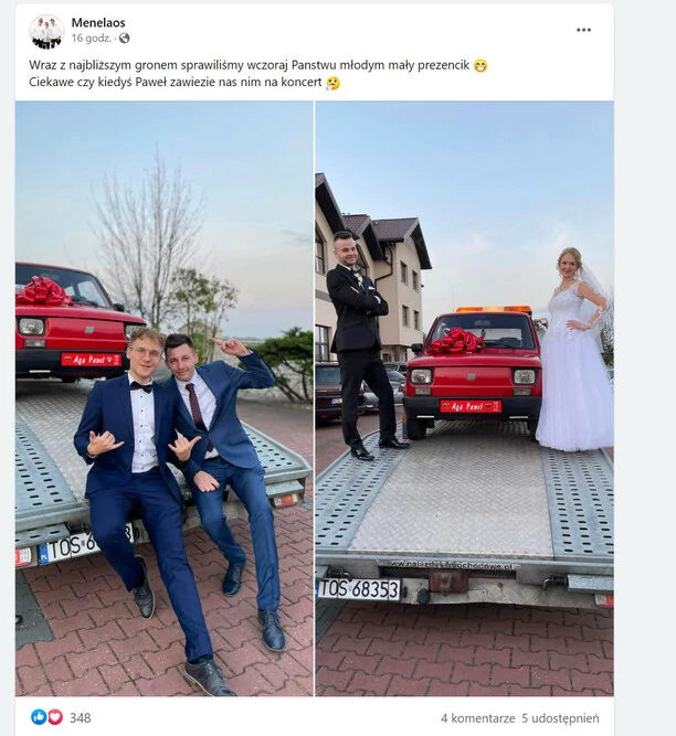 Gwiazdor disco polo dostał w prezencie ślubnym auto! Prezent ofiarowali koledzy z branży! 