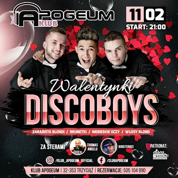 Już dziś walentynkowy koncert zespołu Discoboys w Klubie Apogeum