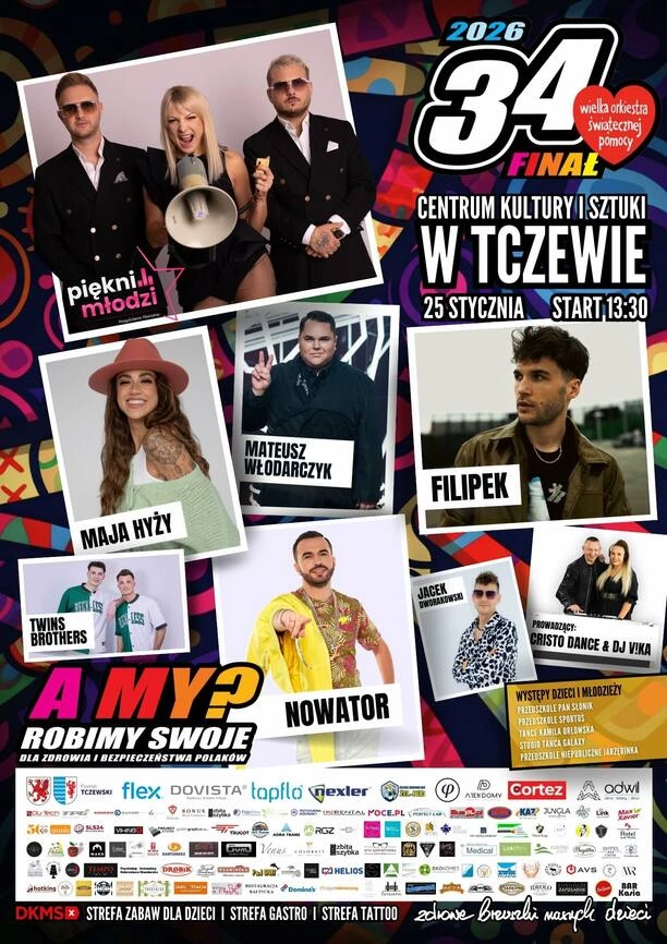 Koncert WOŚP 2026 w Tczewie – Piękni i Młodzi, Maja Hyży i Nowator wśród gwiazd