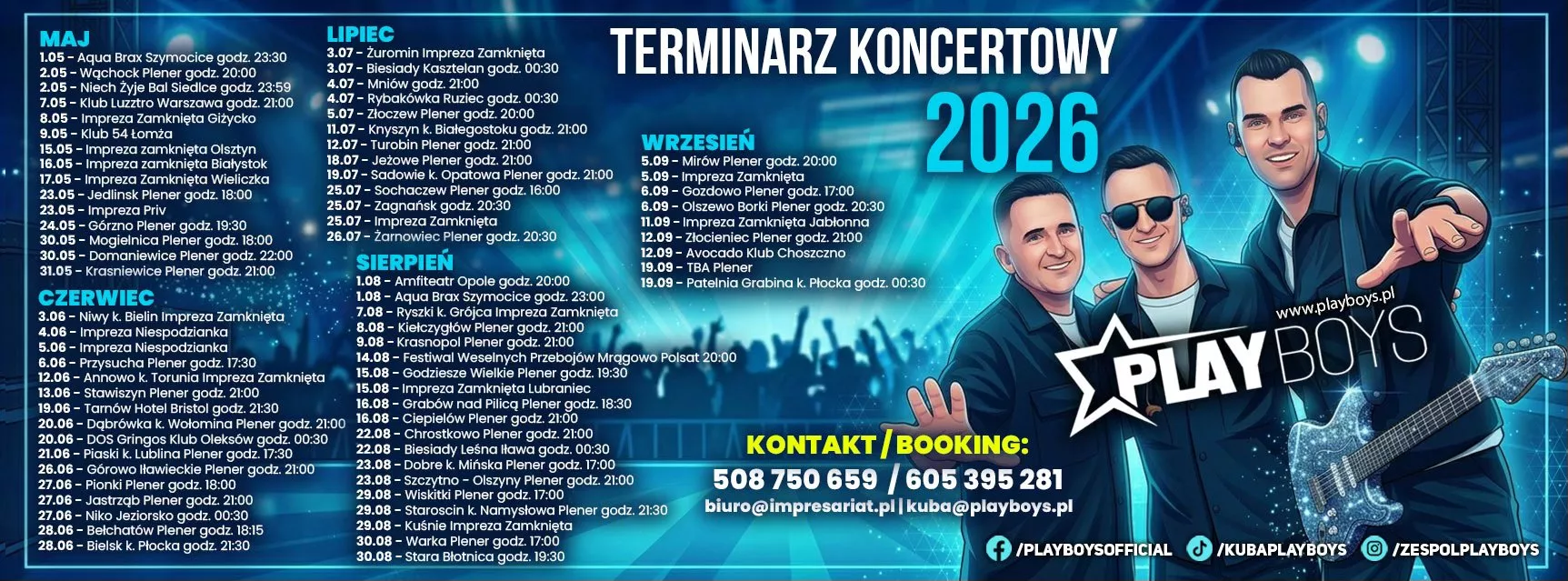 Gdzie zagra zespół Playboys w 2026 roku? Zespół Kuby Urbańskiego ujawnia trasę koncertową