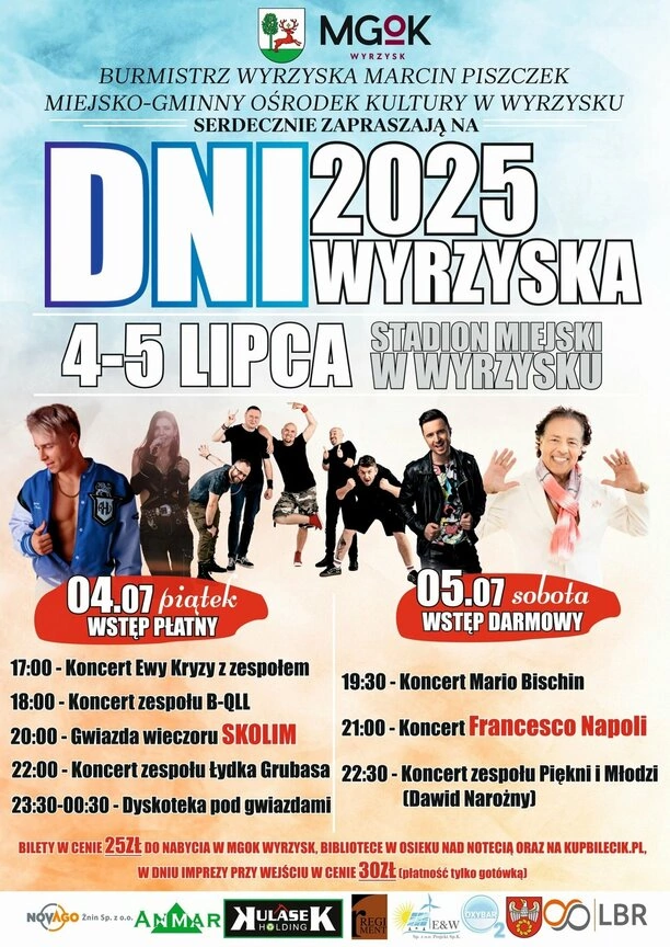Dni Wyrzyska 2025 przyciągną tłumy! Zagrają Skolim, Bischin, Narożny i Napoli! 
