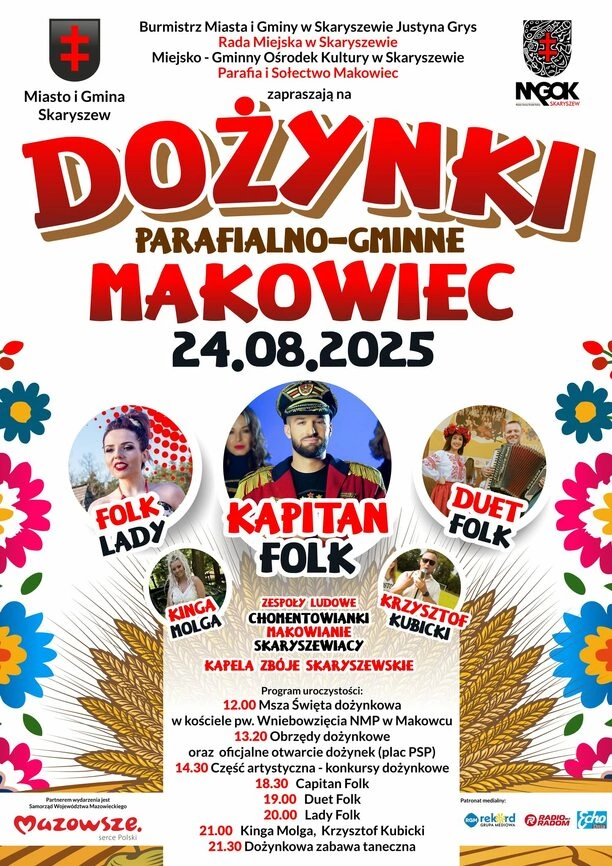 Dożynki parafialno gminne w Makowcu 2025 z koncertami disco polo 
