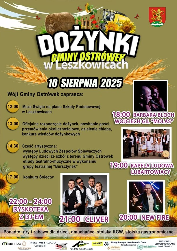 Dożynki w Leszkowicach z gwiazdami disco polo. Cliver i New Fire rozgrzeją scenę!

