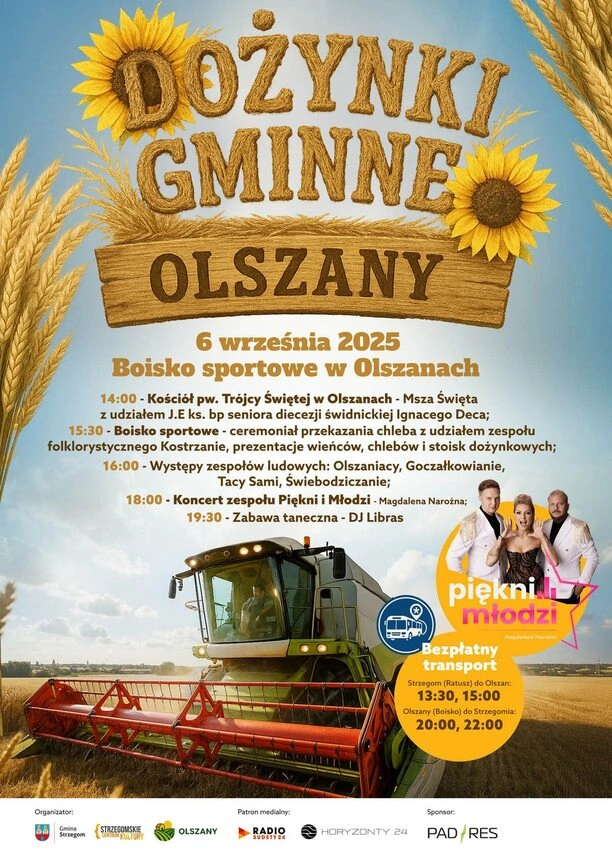 Dożynki Gminne w Olszanach 2025 z koncertem zespołu Piękni i Młodzi