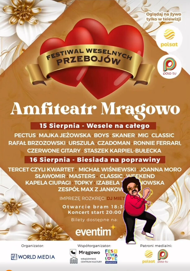 Festiwal Weselnych Przebojów 2025 w Mrągowie: Kto zagra w tym roku? Pełna lista artystów! 
