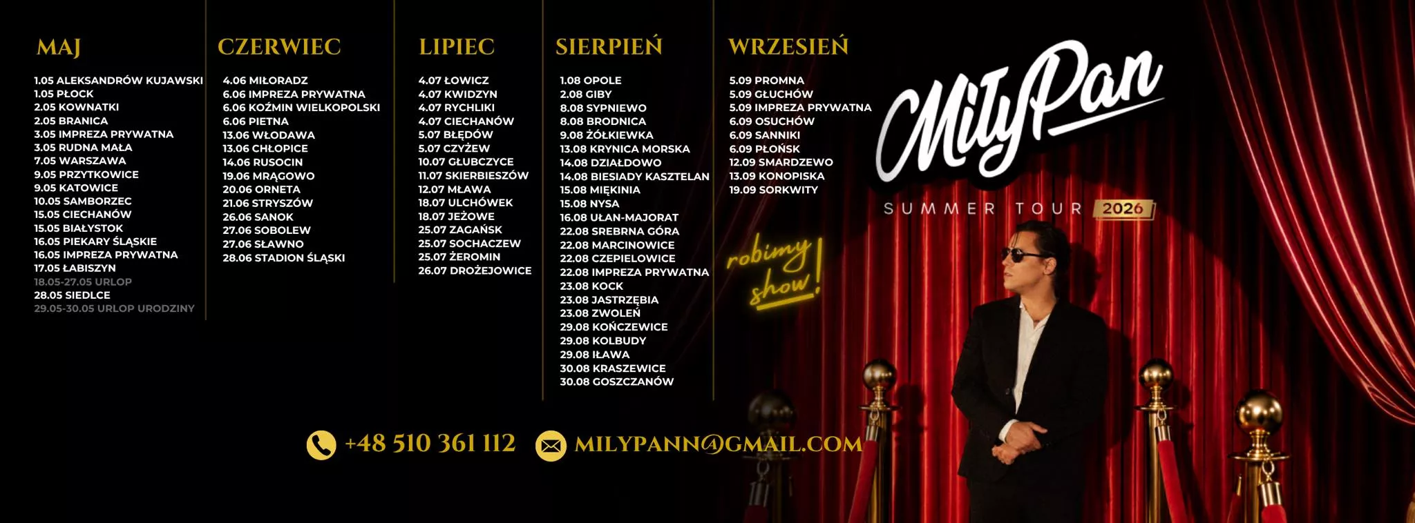MiłyPan Summer Tour 2026. Wokalista zagra ponad 80 koncertów w całej Polsce