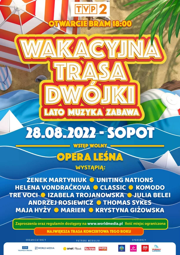 Wakacyjna Trasa Dwójki w Sopocie już dziś! 28 sierpnia wystąpią m.in. Zenon Martyniuk i zespół Classic!