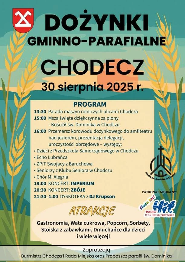 Dożynki Gminno-Parafialne w Chodczu 2025 z koncertem zespołu Imperium i Zbóje