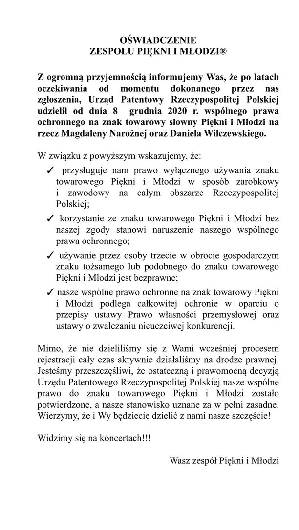 Piękni i Młodzi z przełomową decyzją – tylko Magda Narożna i Daniel Wilczewski mają prawa do nazwy