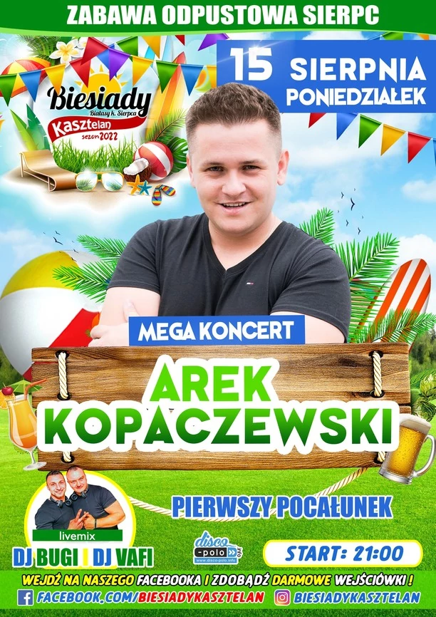 Arek Kopaczewski w Biesiadach Kasztelan już 15 sierpnia! Mega koncert gwiazdy disco polo!