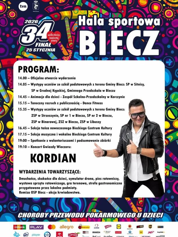 34. Finał WOŚP 2026 w Bieczu – wystąpi Kordian