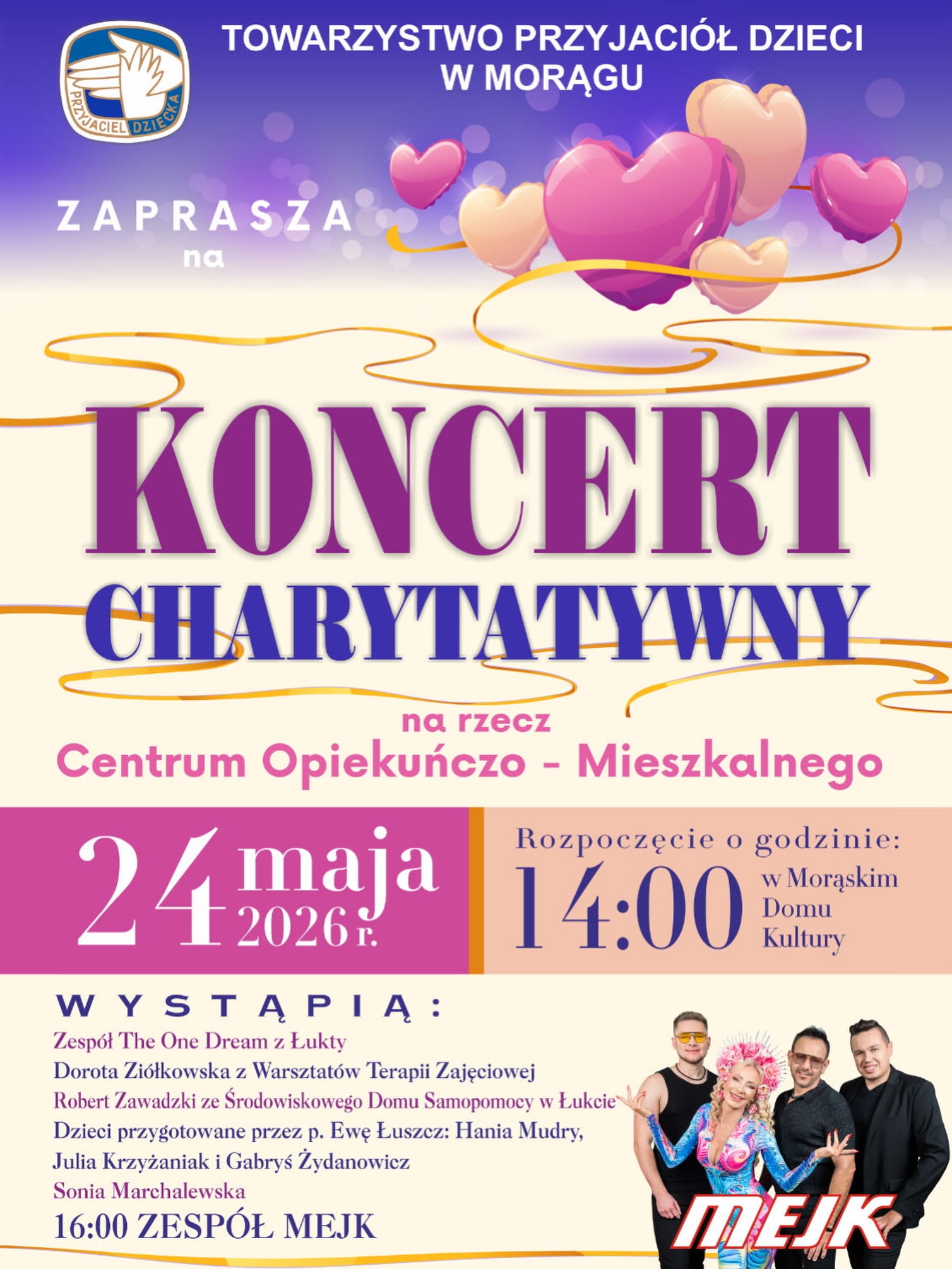 Koncert Charytatywny w Morąskim Domu Kultury - 24 maja 2026