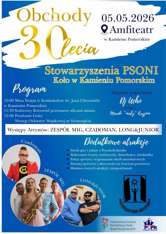 Obchody 30-lecia PSONI - Amfiteatr Kamień Pomorski - 5 maja 2026