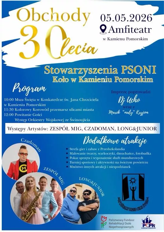 Obchody 30-lecia PSONI - Amfiteatr Kamień Pomorski - 5 maja 2026