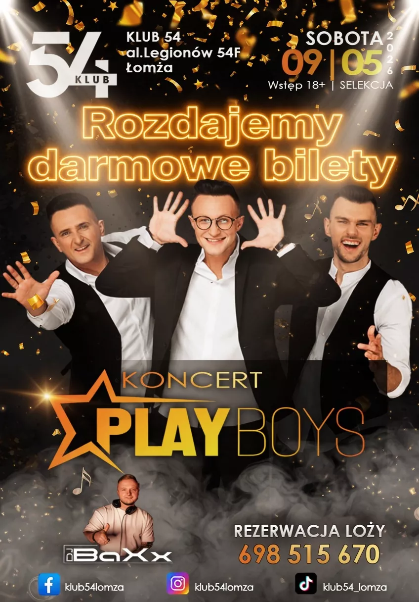 Playboys - koncert w Klubie 54 Łomża - 9 maja 2026