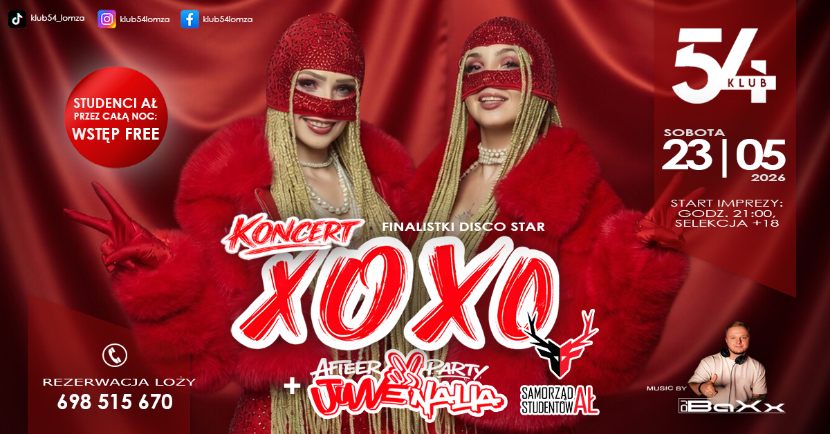 Xoxo - Klub 54 Łomża - 23 maja 2026