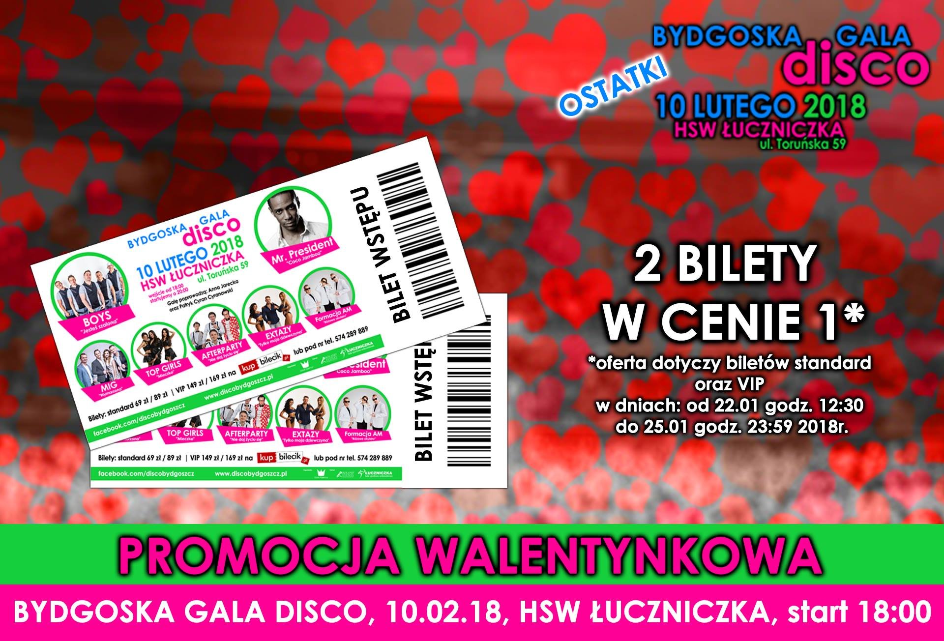 Bilety na 10.02 - Bydgoska Gala Disco w specjalnej cenie: 2 za 1! 