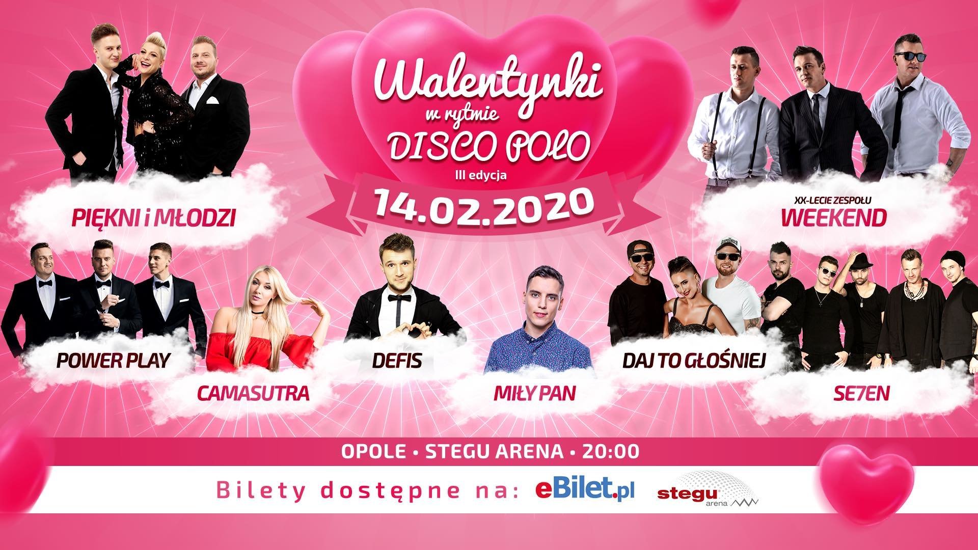 Walentynki w rytmie Disco Polo 2020 - Opole! Transmisja TV & Online - Bilety - Lista wykonawców