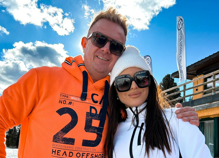 Bartek Padyasek z Dbomb i jego ukochana Natalia Troczyńska na stoku w Madonna di Campiglio