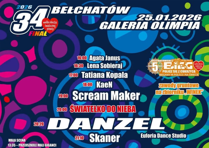 Bełchatów zagra dla WOŚP 2026 – Danzel, Skaner i Kaen na jednej scenie w Galerii Olimpia