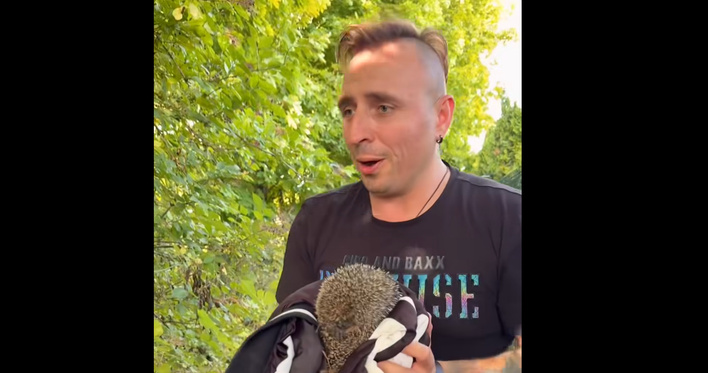 Czadoman uratował jeża podczas spaceru, nagranie podbija internet