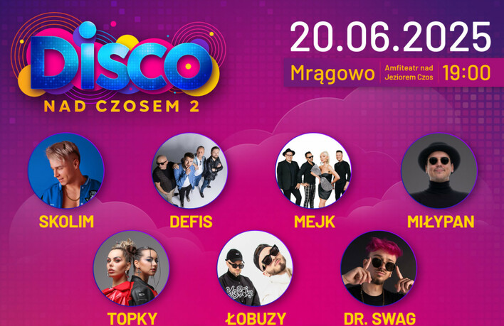 Disco nad Czosem 2025 – wielkie święto muzyki w Mrągowie 20 czerwca!
 