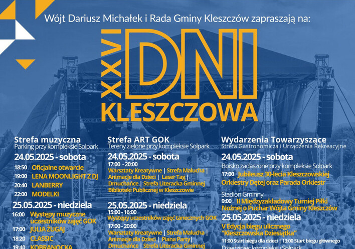 Dni Kleszczowa 2025 pełne gwiazd! Julia Żugaj, Classic, Lanberry i wielkie koncerty już w maju