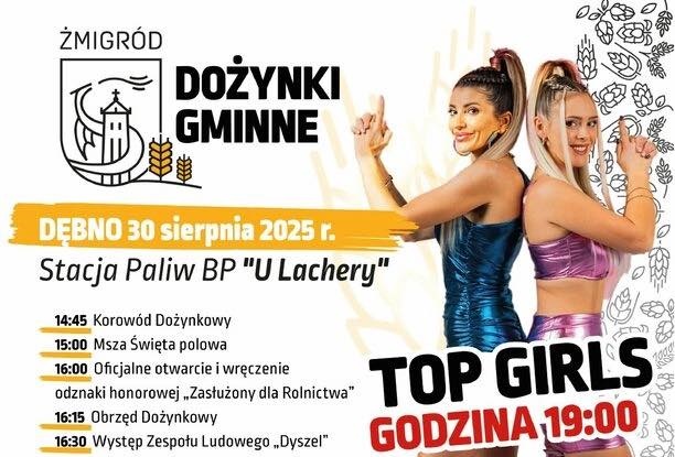 Dożynki Gminne w Dębnie 2025 z gwiazdą wieczoru Top Girls – koncert już o 19:00