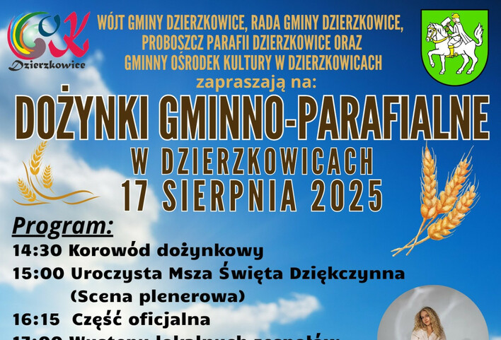Dożynki gminno-parafialne w Dzierzkowicach 2025 z gwiazdą wieczoru Andre