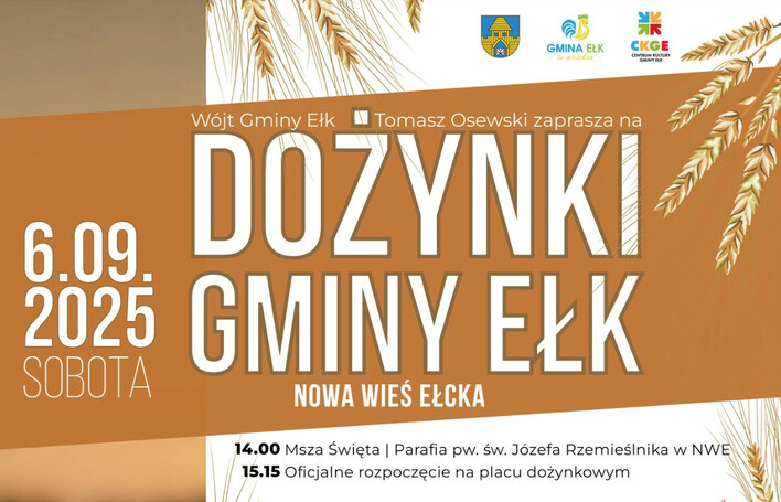 Dożynki Gminy Ełk 2025 w Nowej Wsi Ełckiej z koncertami Ronniego Ferrariego i zespołu Weekend