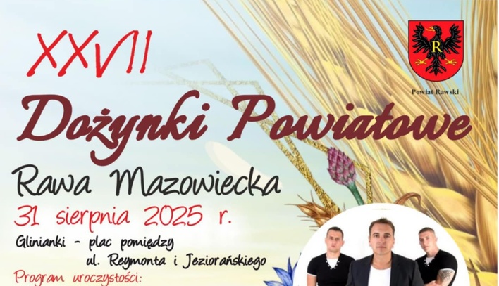 Dożynki Powiatowe Rawa Mazowiecka 2025 z gwiazdami disco polo Weekend i MIG
