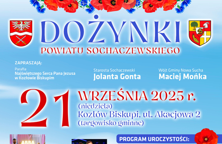 Dożynki Powiatu Sochaczewskiego 2025 w Kozłowie Biskupim z koncertem Power Play