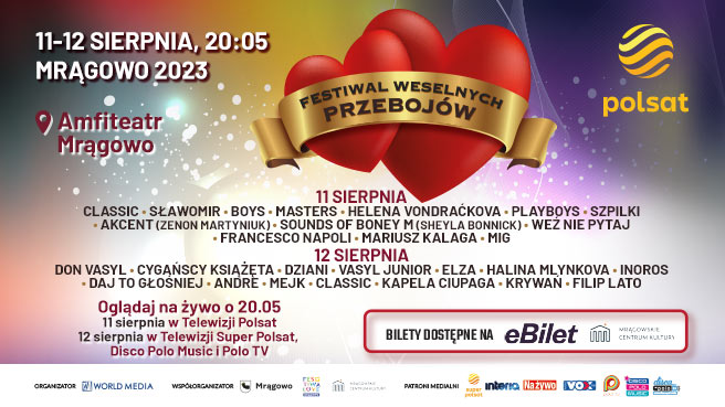 Festiwal Muzycznych Przebojów 2023 - Roztańczony weekend w Mrągowie