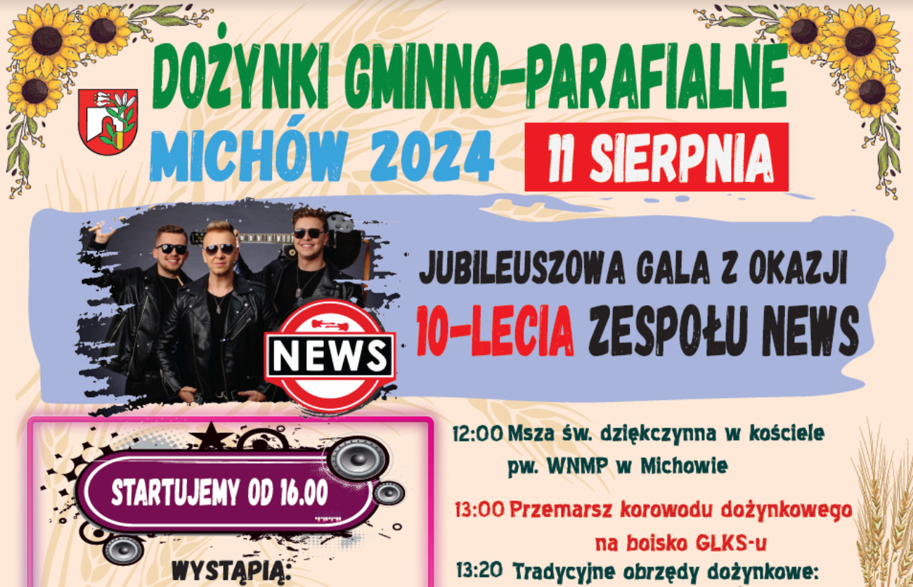 Jubileuszowa Gala 10-lecia Zespołu News na Dożynkach w Michowie! Wystąpią wielkie gwiazdy disco polo!