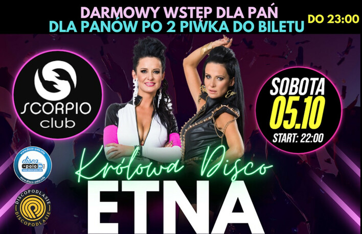 Już 5 października Wielka Impreza w Klubie Scorpio! Etna, Blondi, Raider i Fajzer na scenie!


