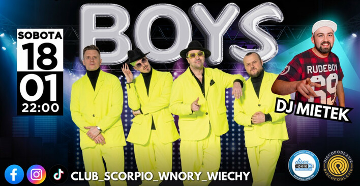 Legenda disco polo na żywo! Zespół Boys zagra w klubie Scorpio już 18 stycznia